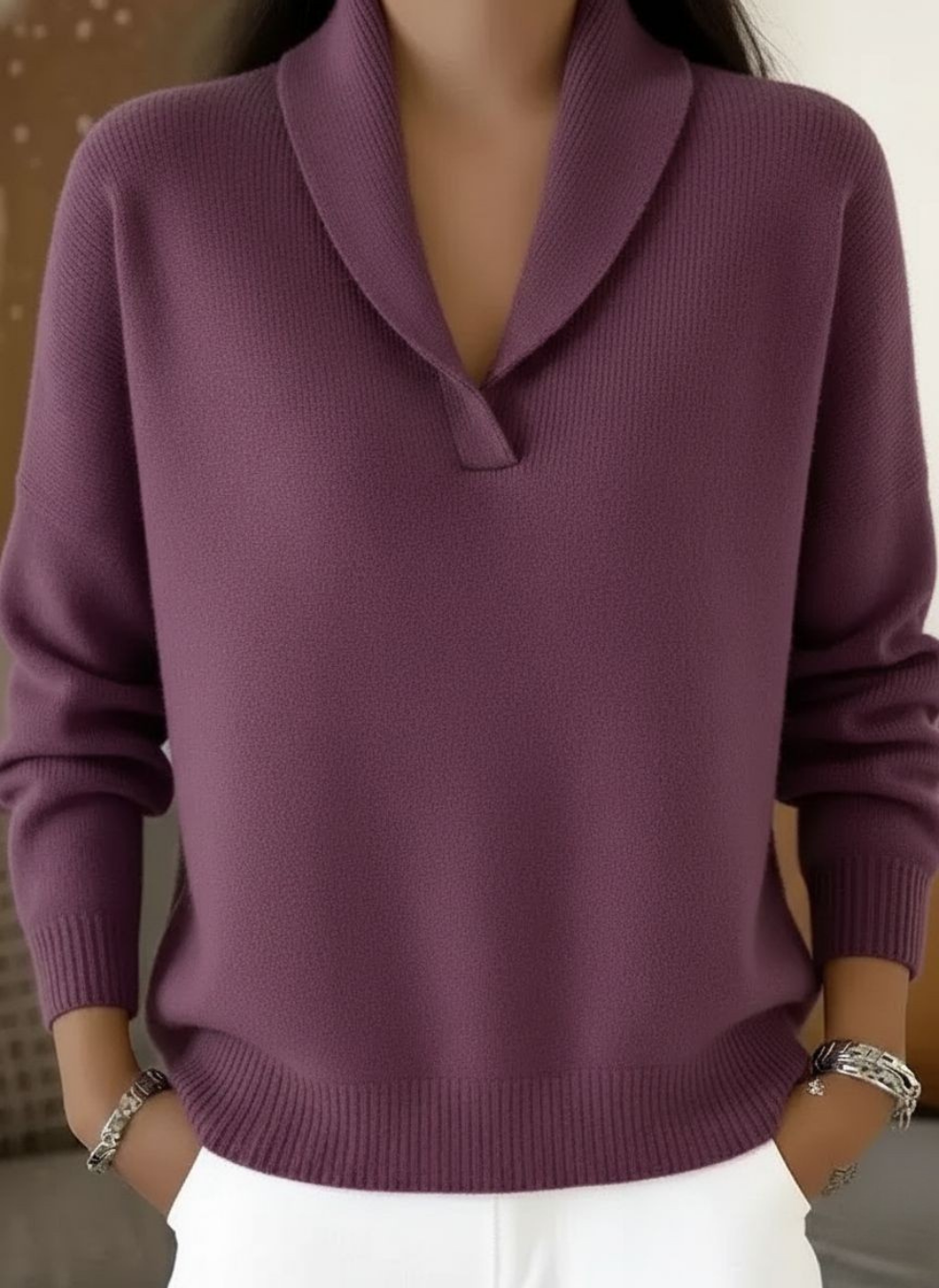 Elise™ | Sweter z dekoltem w serek