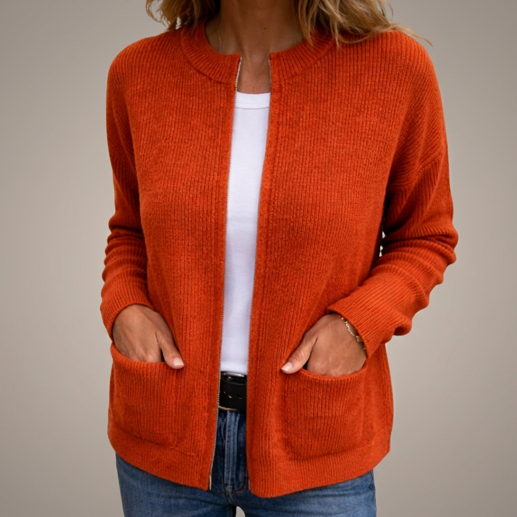 Colette | Ciepły Sweter z Zippem i Kieszeniami